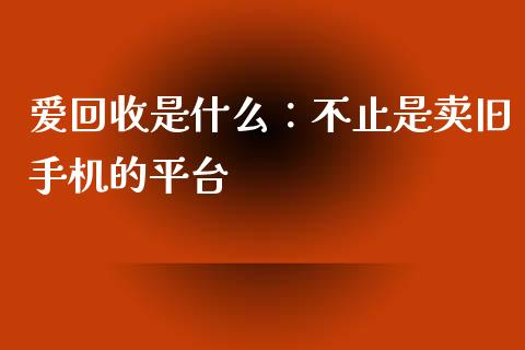 爱回收是什么：不止是卖旧手机的平台_https://cj001.lansai.wang_会计问答_第1张