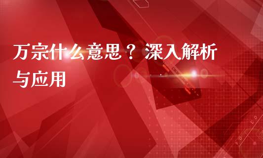 万宗什么意思？ 深入解析与应用_https://cj001.lansai.wang_财经问答_第1张