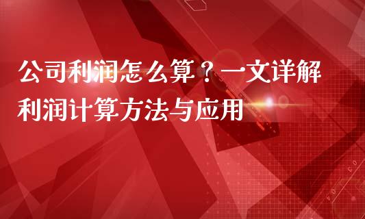 公司利润怎么算？一文详解利润计算方法与应用_https://cj001.lansai.wang_股市问答_第1张