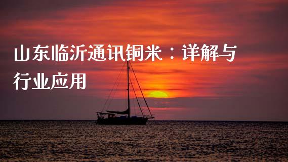 山东临沂通讯铜米：详解与行业应用_https://cj001.lansai.wang_期货问答_第1张