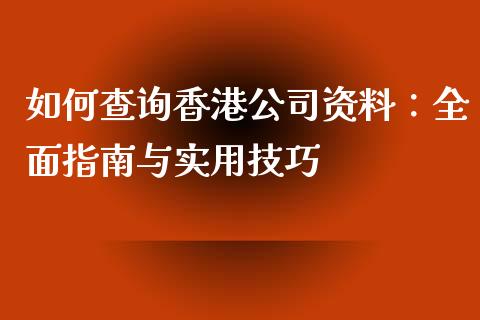 如何查询香港公司资料：全面指南与实用技巧_https://cj001.lansai.wang_会计问答_第1张