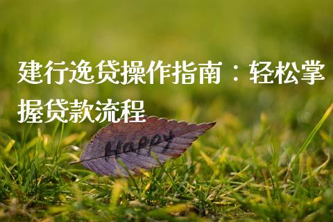 建行逸贷操作指南：轻松掌握贷款流程_https://cj001.lansai.wang_理财问答_第1张