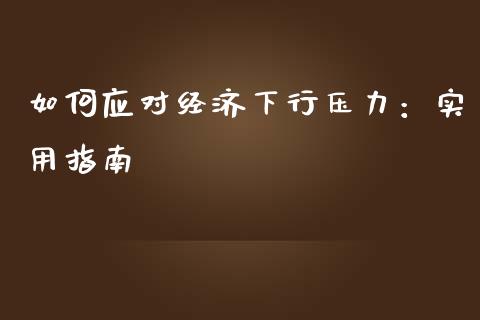 如何应对经济下行压力：实用指南_https://cj001.lansai.wang_股市问答_第1张