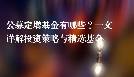 公募定增基金有哪些？一文详解投资策略与精选基金_https://cj001.lansai.wang_理财问答_第1张
