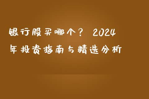 银行股买哪个？ 2024年投资指南与精选分析_https://cj001.lansai.wang_会计问答_第1张