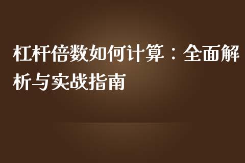 杠杆倍数如何计算：全面解析与实战指南_https://cj001.lansai.wang_财经百问_第1张