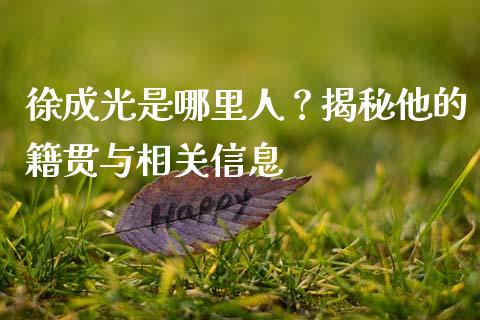 徐成光是哪里人？揭秘他的籍贯与相关信息_https://cj001.lansai.wang_财经百问_第1张