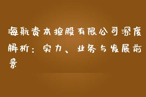 海航资本控股有限公司深度解析：实力、业务与发展前景_https://cj001.lansai.wang_保险问答_第1张