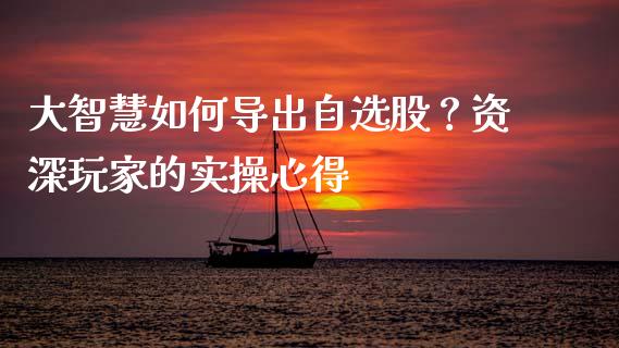 大智慧如何导出自选股？资深玩家的实操心得_https://cj001.lansai.wang_理财问答_第1张