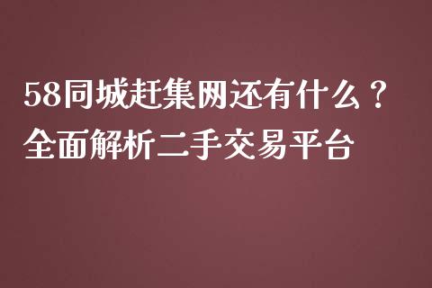 58同城赶集网还有什么？全面解析二手交易平台_https://cj001.lansai.wang_金融问答_第1张