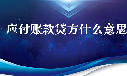 应付账款贷方什么意思_https://cj001.lansai.wang_会计问答_第1张