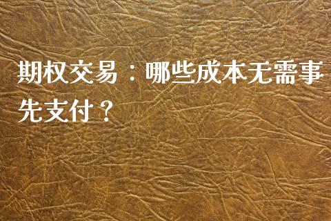 期权交易：哪些成本无需事先支付？_https://cj001.lansai.wang_财经百问_第1张