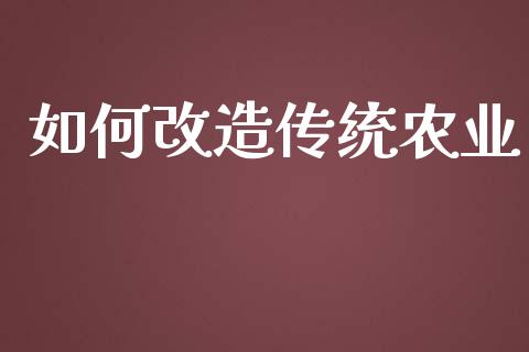 如何改造传统农业_https://cj001.lansai.wang_股市问答_第1张