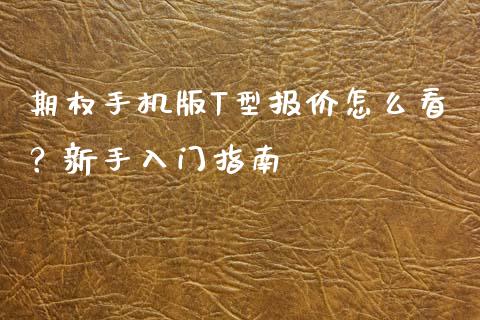 期权手机版T型报价怎么看？新手入门指南_https://cj001.lansai.wang_股市问答_第1张