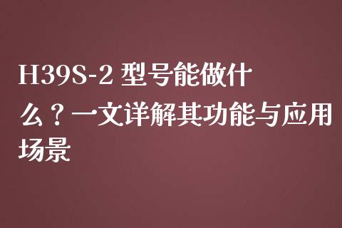 H39S-2 型号能做什么？一文详解其功能与应用场景_https://cj001.lansai.wang_股市问答_第1张