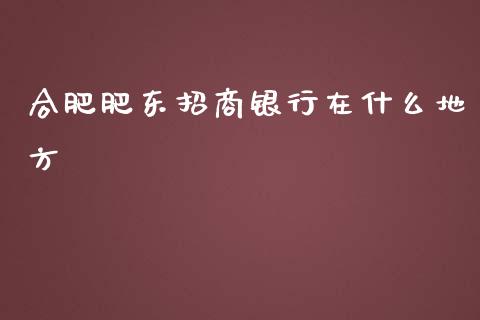 合肥肥东招商银行在什么地方_https://cj001.lansai.wang_金融问答_第1张