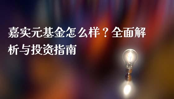 嘉实元基金怎么样？全面解析与投资指南_https://cj001.lansai.wang_理财问答_第1张