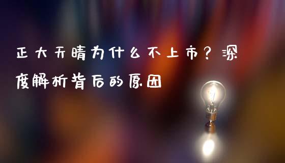 正大天晴为什么不上市？深度解析背后的原因_https://cj001.lansai.wang_会计问答_第1张