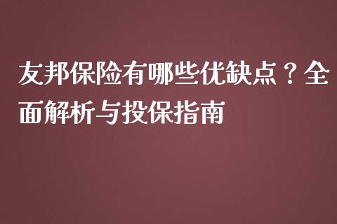 友邦保险有哪些优缺点？全面解析与投保指南_https://cj001.lansai.wang_会计问答_第1张