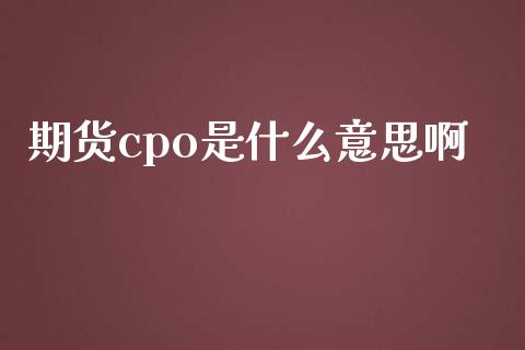 期货cpo是什么意思啊_https://cj001.lansai.wang_财经百问_第1张