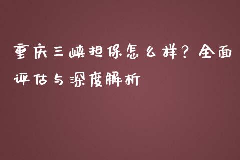 重庆三峡担保怎么样？全面评估与深度解析_https://cj001.lansai.wang_理财问答_第1张