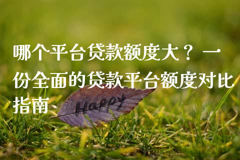 哪个平台贷款额度大？ 一份全面的贷款平台额度对比指南_https://cj001.lansai.wang_期货问答_第1张