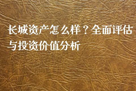 长城资产怎么样？全面评估与投资价值分析_https://cj001.lansai.wang_会计问答_第1张