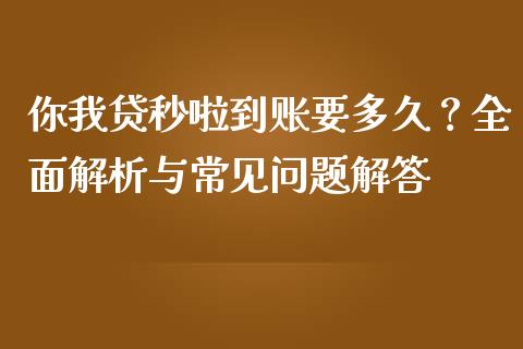 你我贷秒啦到账要多久？全面解析与常见问题解答_https://cj001.lansai.wang_保险问答_第1张