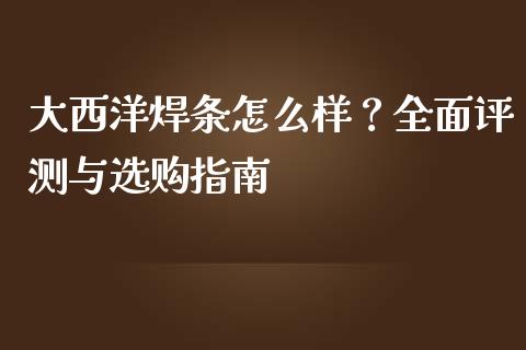 大西洋焊条怎么样？全面评测与选购指南_https://cj001.lansai.wang_财经百问_第1张