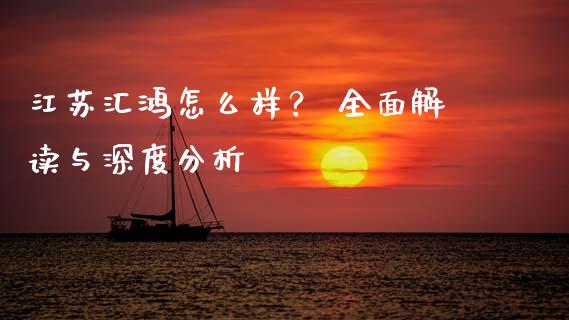 江苏汇鸿怎么样？ 全面解读与深度分析_https://cj001.lansai.wang_会计问答_第1张