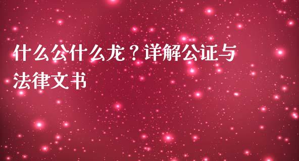 什么公什么龙？详解公证与法律文书_https://cj001.lansai.wang_保险问答_第1张