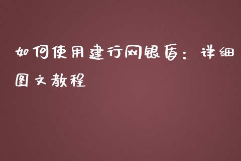 如何使用建行网银盾：详细图文教程_https://cj001.lansai.wang_财经问答_第1张