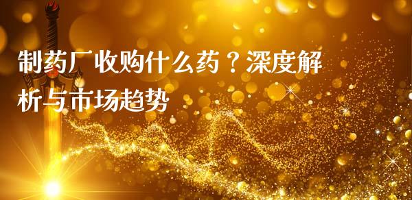 制药厂收购什么药？深度解析与市场趋势_https://cj001.lansai.wang_理财问答_第1张