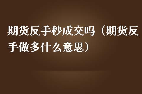 期货反手秒成交吗（期货反手做多什么意思）_https://cj001.lansai.wang_财经问答_第1张