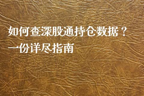 如何查深股通持仓数据？ 一份详尽指南_https://cj001.lansai.wang_期货问答_第1张