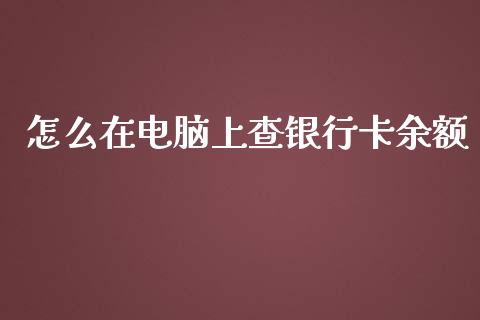 怎么在电脑上查银行卡余额_https://cj001.lansai.wang_金融问答_第1张