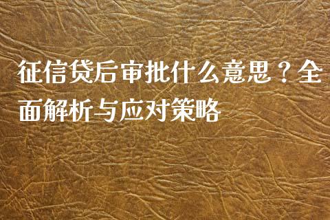 征信贷后审批什么意思？全面解析与应对策略_https://cj001.lansai.wang_保险问答_第1张