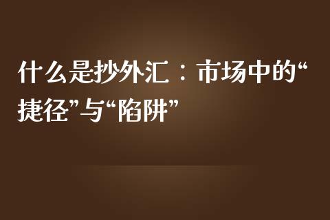 什么是抄外汇：市场中的“捷径”与“陷阱”_https://cj001.lansai.wang_会计问答_第1张