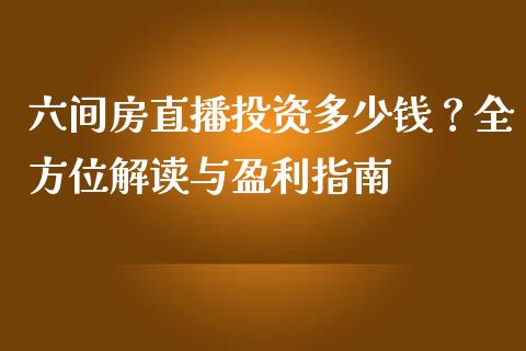 六间房直播投资多少钱？全方位解读与盈利指南_https://cj001.lansai.wang_会计问答_第1张