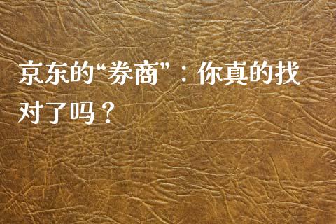 京东的“券商”：你真的找对了吗？_https://cj001.lansai.wang_会计问答_第1张