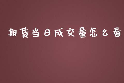 期货当日成交量怎么看_https://cj001.lansai.wang_股市问答_第1张