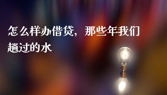 怎么样办借贷，那些年我们趟过的水_https://cj001.lansai.wang_财经百问_第1张