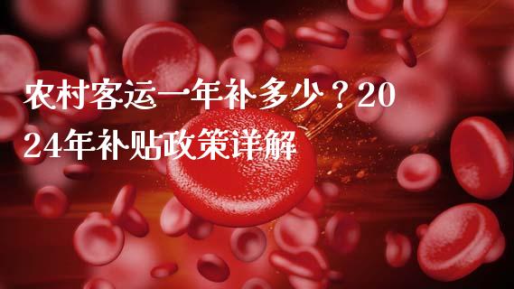 农村客运一年补多少？2024年补贴政策详解_https://cj001.lansai.wang_保险问答_第1张