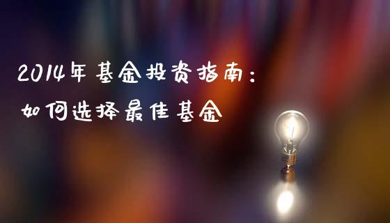 2014年基金投资指南：如何选择最佳基金_https://cj001.lansai.wang_股市问答_第1张