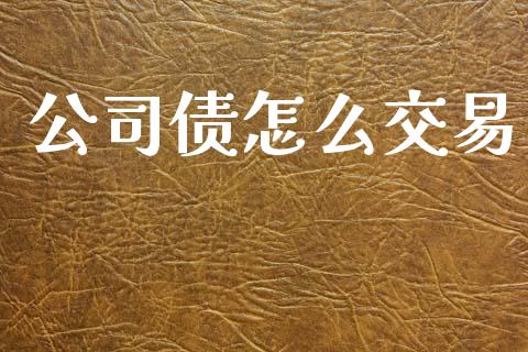 公司债怎么交易_https://cj001.lansai.wang_金融问答_第1张