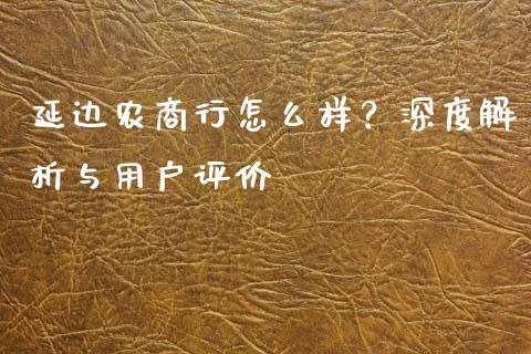 延边农商行怎么样？深度解析与用户评价_https://cj001.lansai.wang_期货问答_第1张