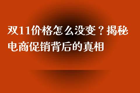 双11价格怎么没变？揭秘电商促销背后的真相_https://cj001.lansai.wang_股市问答_第1张