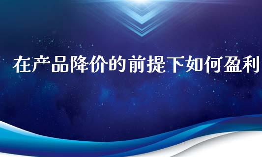 在产品降价的前提下如何盈利_https://cj001.lansai.wang_理财问答_第1张