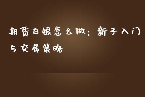 期货白银怎么做：新手入门与交易策略_https://cj001.lansai.wang_保险问答_第1张
