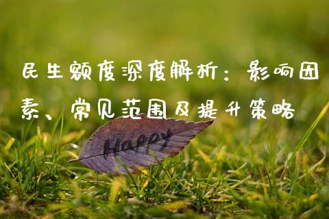 民生额度深度解析：影响因素、常见范围及提升策略_https://cj001.lansai.wang_财经百问_第1张